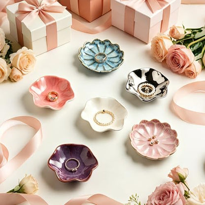 BEUNAIZER Jewelry Dish Tray, Ring Dish, Ceramic Trinket Tray, Key Bowl - color: dusty pink