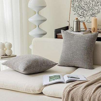 Kevin Textile Faux Linen Square 2 Tone Woven Throw Pillow Covers Sham Cushion Case for Car/Couch Use, 18-inch(2 Packs, Grey) - color: Gray, size: 18" x 18" (Pack of 2)