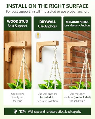 Macrame Plant Hanger, Hanging Wall Planters for Indoor Plants, Wooden Hanging Basket Hooks for Outdoor Pots Wind Chime Flower Bracket Lanterns Patio Garden Decoration (2-Pack,5-Inch) - style: 2-L Style(2Pack)