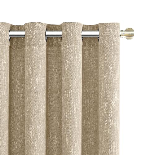 Burlap Linen Farmhouse Curtains 72 inch Length 2 Panels for Living Room Textured Thick Light Filtering Privacy Window Curtain Drapes with Grommet for Bedroom 6ft (52x72 Khaki) - color: Khaki, size: 52"W x 72"L (Pack of 2)