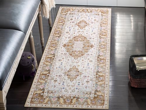 Amearea Vintage Design Runner Rugs for Living Room, 2x6 Gold Runner Rug - color: Gold, size: 2' X 6' (Runner)