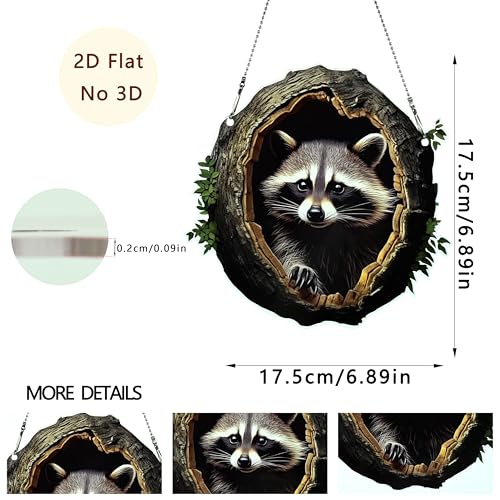 Little Raccoon Ornaments Colorful Window Hanging Decorations Home Wall Decor for Bedroom Patio Indoor Outdoor - color: Little Raccoon