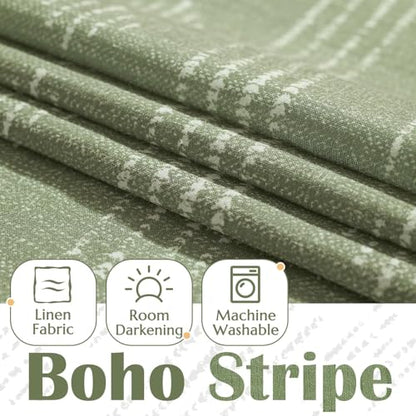jinchan Striped Kitchen Valance 18 Inch Modern Boho 1 Panel Green - color: Boho Green, size: 50"W x 18"L (Pack of 1)