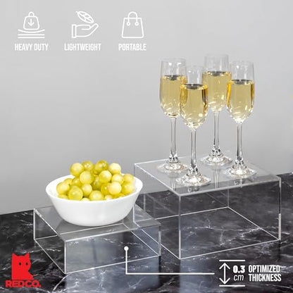 Red Co. Set of 3 Crystal Clear Acrylic Cube Display Nesting Risers with Hollow Bottoms, Transparent - color: Clear, size: 6",7",8" - 1 Pack