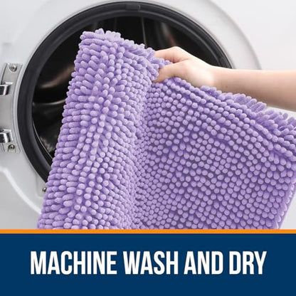 OLANLY Toilet Rugs U-Shaped 20x20, Soft Absorbent Chenille Contour Rugs - color: Lavender, size: 20" X 20" Contour Rug