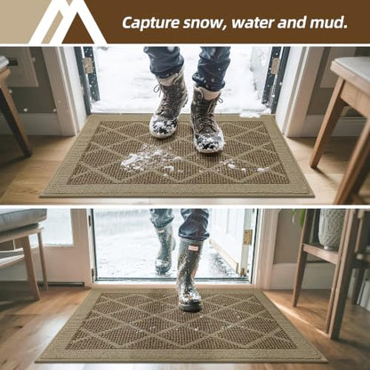 COSY HOMEER Non-Slip Door Mat 20"x48",Entryway Rugs Low Profile,Beige - color: Beige, size: 4' x 1'8" (Rectangular)