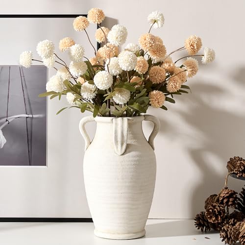 Emotionally Grounded Vase, Vaseking Large Ceramic Rustic Vase with 4 Handles, 10.83 inch Minimalist Decorative Farmhouse Tall Vases for Home Decor, Living Room, Enterway, Table Decoration, Fossil - color: 0410-fossil