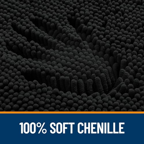 OLANLY Toilet Rugs U-Shaped 20x20, Soft Absorbent Chenille Contour Rugs - color: Black, size: 20" X 20" Contour Rug