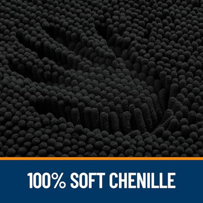 OLANLY Toilet Rugs U-Shaped 20x20, Soft Absorbent Chenille Contour Rugs - color: Black, size: 20" X 20" Contour Rug