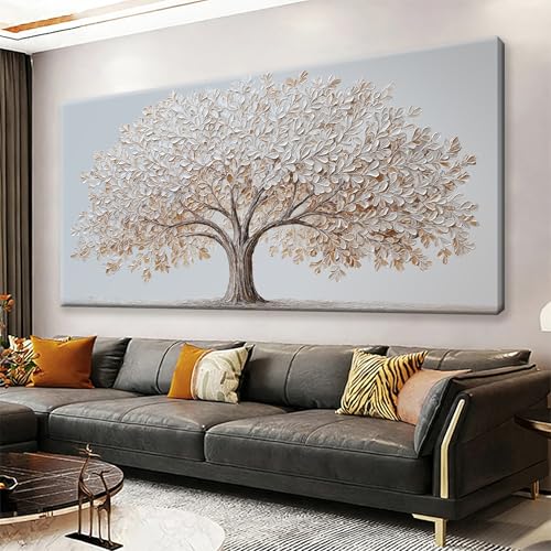 White Canvas Wall Art Prints 24"X48" Tree Of Life Wall Art For Bedroom - color: HX9C, size: 48"L x 24"W