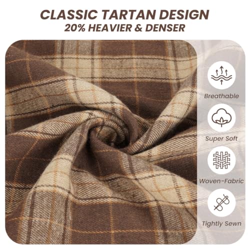 Chocolate Dark Brown Tartan Plaid Fall Cute Throw Pillow Covers 18x18 - color: Chocolate Ruffled Plaid Throw Pillow Covers, size: 18" x 18" (Pack of 2)