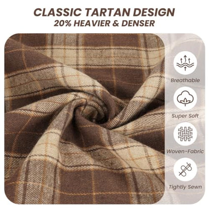 Chocolate Dark Brown Tartan Plaid Fall Cute Throw Pillow Covers 18x18 - color: Chocolate Ruffled Plaid Throw Pillow Covers, size: 18" x 18" (Pack of 2)