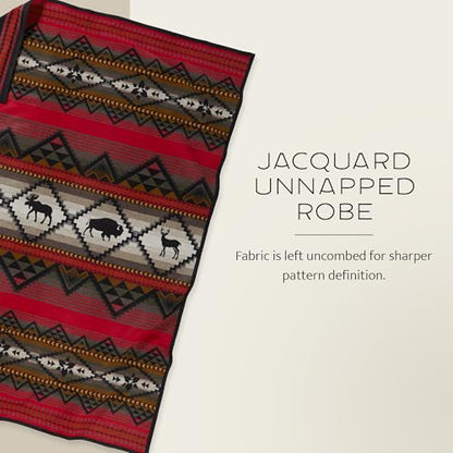 Pendleton Jacquard Unnapped Twin Blanket, 64 x 80 in, Heirloom Virgin Wool - color: Lost Trail, size: Twin (64" x 80")