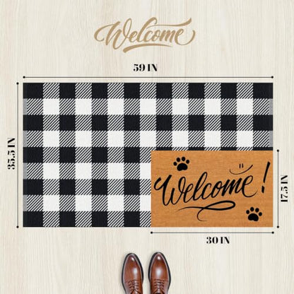 Outdoor Rugs, Black and White Area Rug Checkered 3’x 5’ - color: Black & White, size: 3' x 5' (Rectangular)