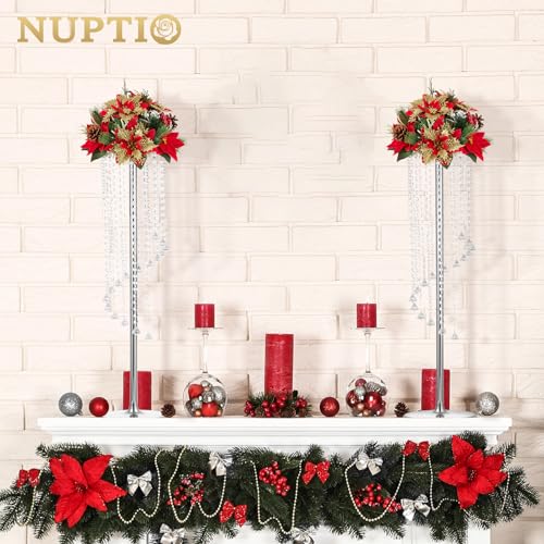 NUPTIO Tall Centerpiece for Table, Silver, 35.4", 10 Pcs - color: Silver, size: 10 Pcs 35.4 in