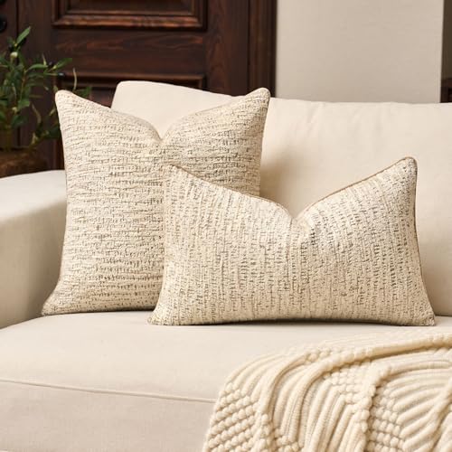 Yangest Chenille Pillow Cover 12 x 20 Inches, Thick Textured Rectangle Throw Pillow Cover Farmhouse Modern Soft Accent Couch Neutral Pillow Cover for Living Room Bedroom, Beige - color: Beige, size: 20" x 12" (Pack of 1)