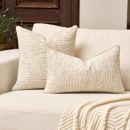 Yangest Chenille Pillow Cover 12 x 20 Inches, Thick Textured Rectangle Throw Pillow Cover Farmhouse Modern Soft Accent Couch Neutral Pillow Cover for Living Room Bedroom, Beige - color: Beige, size: 20" x 12" (Pack of 1)