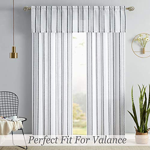 SXZJTEX Black White Striped Linen Curtains 84 Inch Bedroom Living Room - color: Black, size: 42"W x 84"L (Pack of 2)