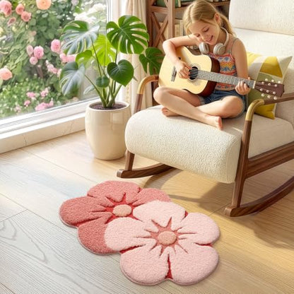 LUMI Flower Bathroom Rug, Absorbent Non Slip Bath Mat, 24"x36", Pink Flower - color: Floral-bliss Pink-large
