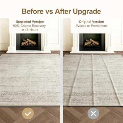 Washable Rugs 3x5 Area Rugs for Living Room,Bedroom,Kitchen,Laundry Room - color: Beige-green-grey, size: 3' x 5' (Rectangular)