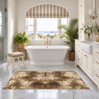 RELEANY Washable Runner 2'x8' Abstract Area Rug for Hallway Brown Tan - color: Brown/Tan, size: 2' x 8' (Runner)