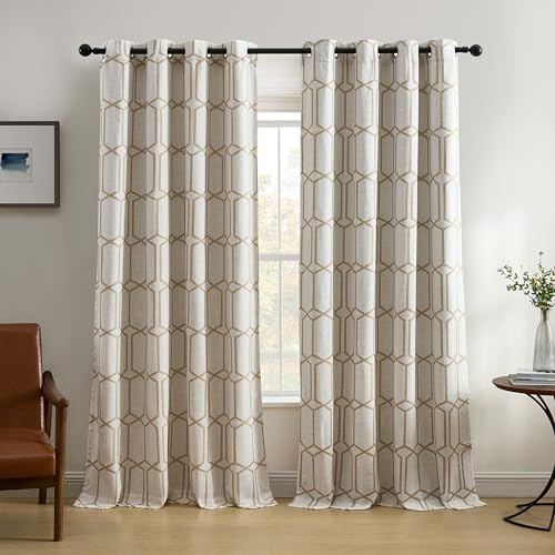 Threadmade Kaiden Geometric Room Darkening Window Curtain, Taupe - 52" W x 84" L - color: Taupe, size: 52"W x 84"L (Pack of 1)