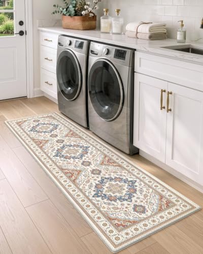 DEXI Kitchen Floor Mats Cushioned Anti Fatigue Runner Rug, 24x87 Beige - color: Light Beige, size: 87"L x 24"W x 0.4"Th