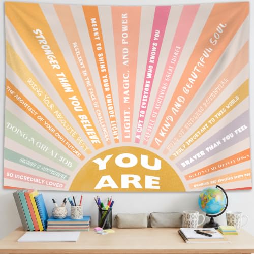 Zussun Boho Sun Inspirational Classroom Tapestry Backdrop 60 x 44 Inch - color: Orange Pink, size: 60"L x 44"W