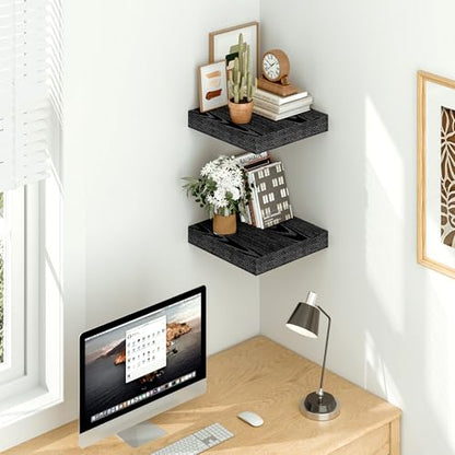 Vivelove Black Floating Shelves, 12 X 12 Inches Deep, Set of 2 - color: Black, size: 12”wx12”dx1.5”h