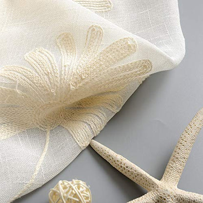VOGOL Floral Embroidered Sheer Curtains, 52 x 84, 2 Panels, Rod Pocket - color: Matching Sheer, size: 52"W x 96"L (Pack of 2)