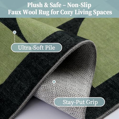 ThreadGlobe Abstract 5x7 Area Rugs Geometric for Living Room, Dark Green - color: Dark Green Geometry, size: 5' x 7'