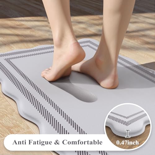 KIMODE Anti Fatigue Kitchen Mats, Light Grey Kitchen Rugs 17"x47"+17"x29" - color: Light Grey, size: 17.3" x 47"+17.3" x 29"--0.47 inches