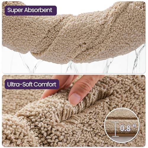 DEXI Bath Mat 32x20, Soft Absorbent Bathroom Rugs Non Slip, Beige - color: Beige, size: 32" X 20" (Rectangular)