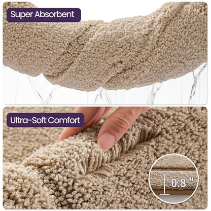 DEXI Bath Mat 43x24, Soft Absorbent Bathroom Rugs Non Slip, Beige - color: Beige, size: 43" X 24" (Rectangular)