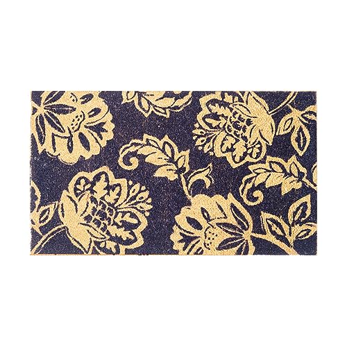 Coir Door Mat Front Door Decor Welcome Mat Chelsea Navy Blue 30x17 - color: Navy Blue
