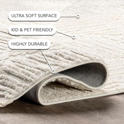 nuLOOM Kerry Cream Geometric Power Loomed Area Rug, 6' Round - color: Kerry Cream, size: 6' (Round)