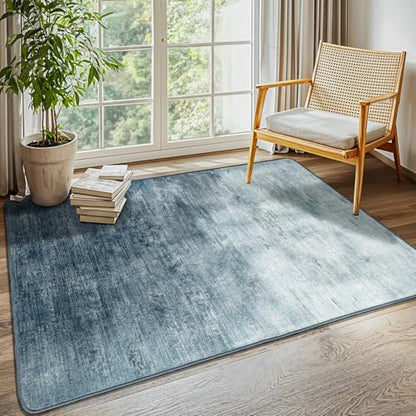 3x5 Washable Area Rug, Blue Solid Area Rugs for Living Room & Bedroom - color: Blue, size: 3' x 5' (Rectangular)