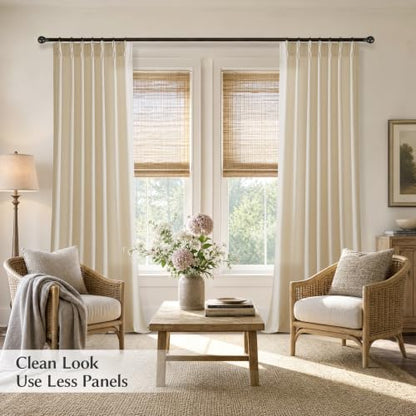 Semi Sheer Pinch Pleated Linen Curtains for Living Room 96 Inches, Cream - color: Cream, size: 40"W x 96"L (Pack of 2)