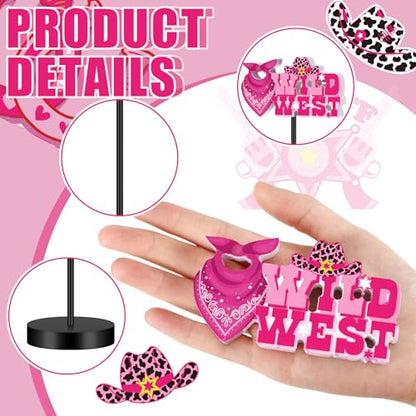 DoubleFill 6 Pcs Pink Cowgirl Disco Decoration for Table Centerpieces - style: Cow Girl