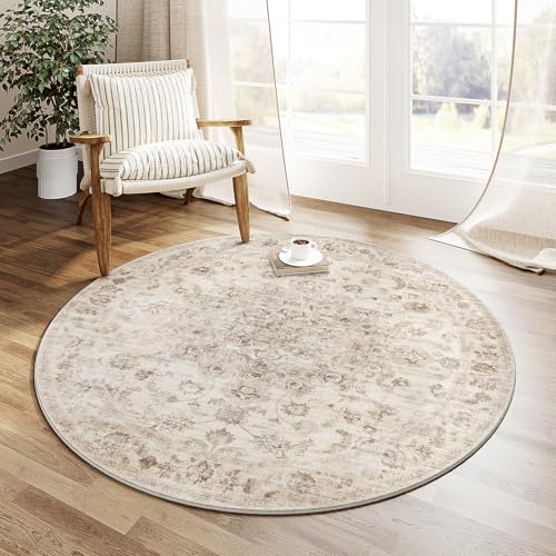 3x3 Beige Neutral Round Rug - color: Neutral | Beige, size: 3' (Round)