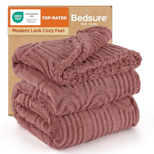 Bedsure GentleSoft Fleece Blanket Queen Size for Bed - Super Soft & Cozy, Fluffy Blankets for Women & Girls, Ideal for Sofa & Couch, Dusty Rose, 90x90 Inches - color: Dusty Rose, size: Queen (90" x 90")
