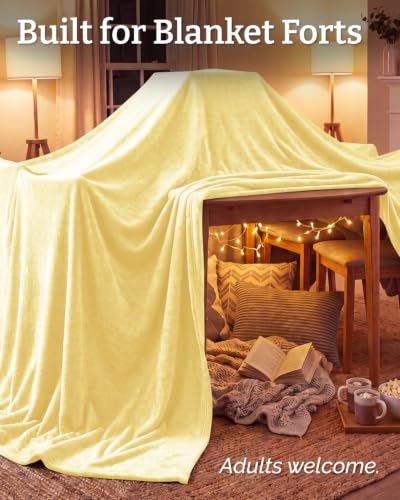 Fleece Blanket Oversized King - Ultra-Soft Flannel Fleece Blanket - Yellow - color: 03 - Yellow, size: Oversized King (120" x 120")