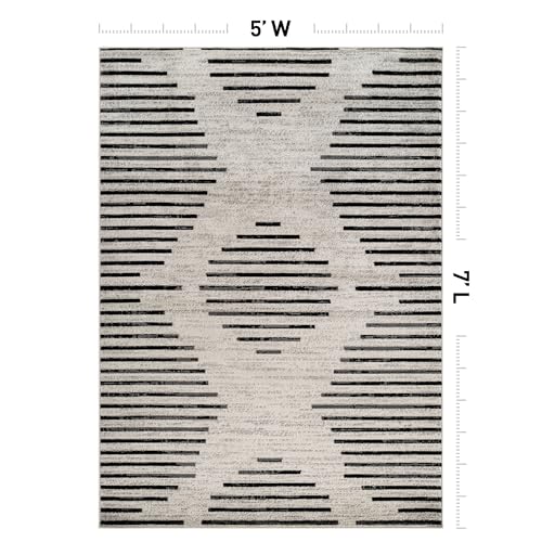 Rugshop Contemporary Abstract Area Rug for Living Room Cream 5' x 7' - size: 5' x 7' (Rectangular)