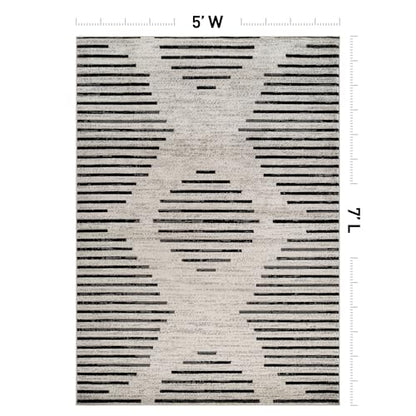 Rugshop Contemporary Abstract Area Rug for Living Room Cream 5' x 7' - size: 5' x 7' (Rectangular)