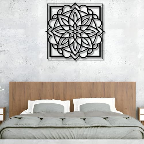 Metal Wall Decor | 17'' x 17'' x 0.05'' Mandala Art Themed Wall Decorations | Handmade Indoor and Outdoor Wall Art (17'' x 17'', Mandala I, Black) - size: 17'' x 17'', style: Mandala I
