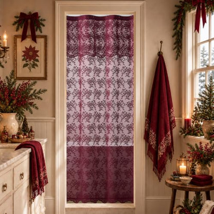 TUDECO Stall Burgundy Shower Curtain for Christams Bathroom, 36W x 72L Inch - color: Burgundy, size: 36"W x 72"L (Pack of 1)