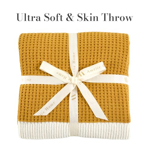 Amélie Home Chenille Throw Blanket, Soft Cozy Waffle Throw for Couch & Sofa, Warm Yet Lightweight, Breathable All-Season Throws for Women Men, Housewarming, Birthdays, 50"x60", Ginger - color: Ginger, size: Chenille Waffle Knit(50" x 60")