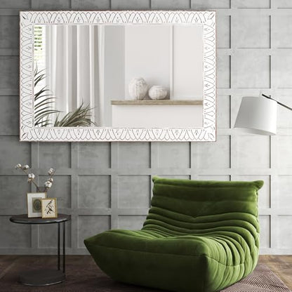 36x24 Inch Farmhouse Rectangle Wall Mirrors with Wooden Frame - color: I - Rectangular - 36x24 in