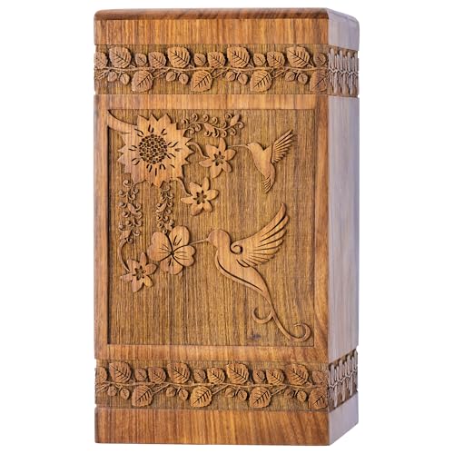 Hummingbird Wooden Urn for Human Ashes, Large 180 Cu in, Rosewood - color: Hummingbird Rosewood, size: Large (180 cu in)