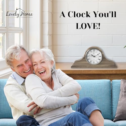 Mantel Clock for Living Room, Grey Ash Wooden Farmhouse Silent Mantle Clock - color: Grey Ash